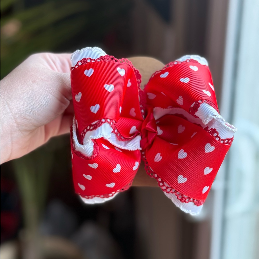 Charming Red Heart Bow for Kids